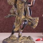 Vintage Brass Lord Hanuman Statue with Sanjeevani Mountain | 10.5" x 6.5" x 5" (26.7 x 16.5 x 12.7 cm) | 3.68 kg Sacred Art | Heritage Collection